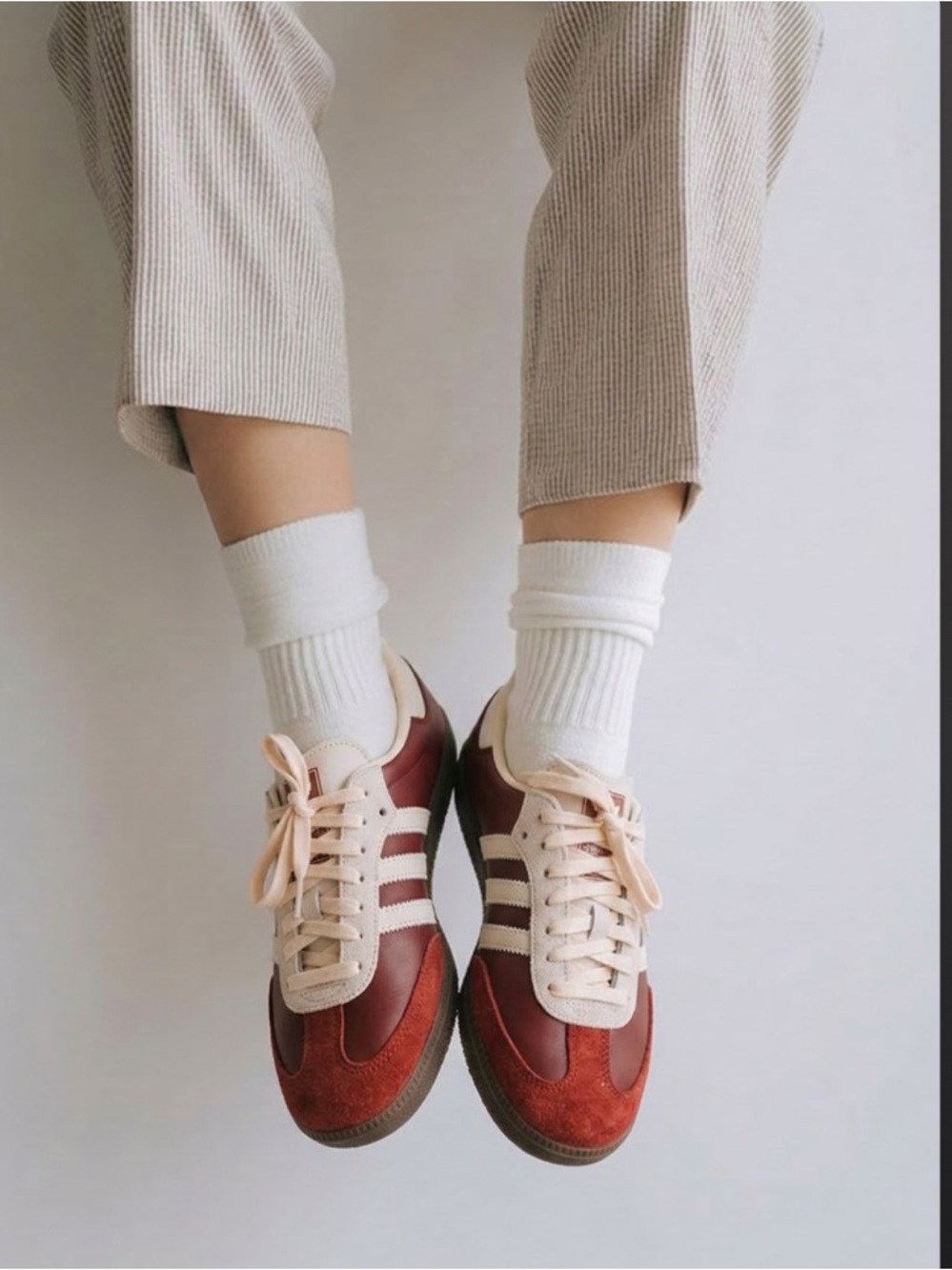 adidas Women's Burgundy and Cream Retro Sneakers